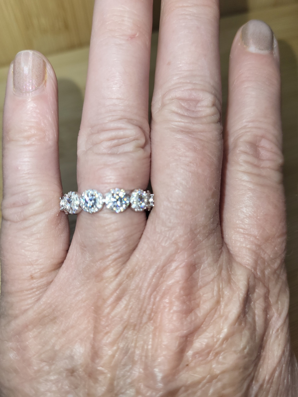 Classic Round-Cut Silver and White 1.98CTW Moissanite & .925 Anniversary Band
